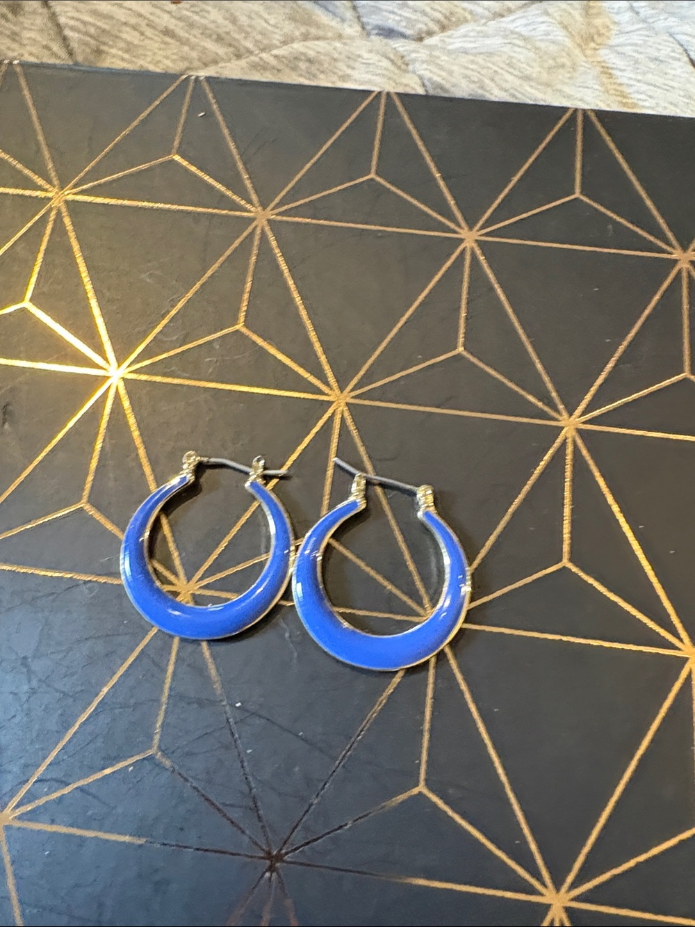 Blue Hoop Earrings - Vibrant Resin Fashion Hoops